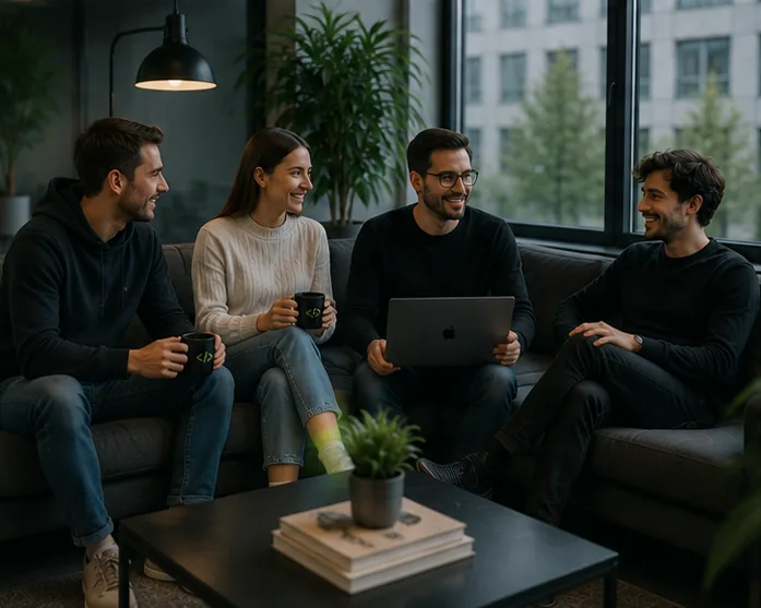 Lockere Teambesprechung in der Sitzecke